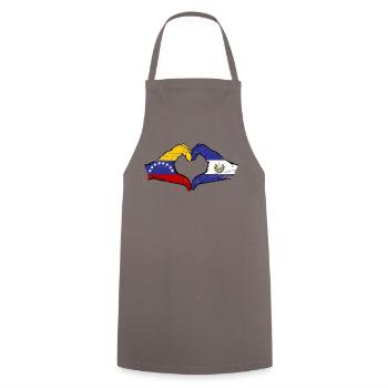Venezuela El Salvador Flag Hands Heart Shape Used - Cooking Apron - grey - Front - AI Model Male 185 dark (185cm)