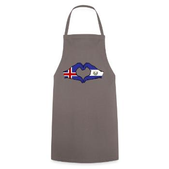 Islande El Salvador Drapeau Mains Coeur Forme - Tablier de cuisine - gris - Devant - AI Model Male 185 dark (185cm)