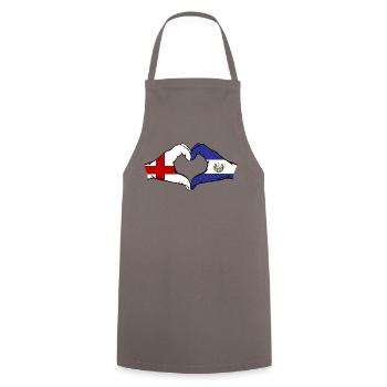 Angleterre El Salvador Drapeau Mains Coeur Forme - Tablier de cuisine - gris - Devant - AI Model Male 185 dark (185cm)
