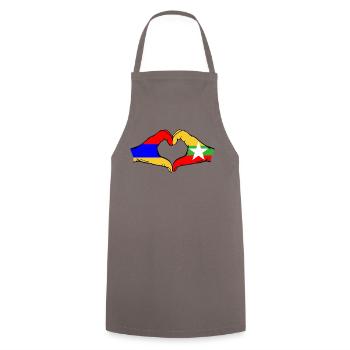 Arménie Myanmar Drapeau Mains Coeur Forme - Tablier de cuisine - gris - Devant - AI Model Male 185 dark (185cm)