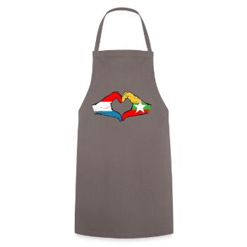 Mains de drapeau du Luxembourg Myanmar en forme de coeur utilisé - Tablier de cuisine - gris - Devant - AI Model Male 185 dark (185cm)