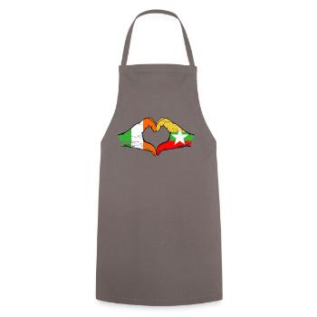 Irlande Myanmar drapeau mains forme de coeur utilisé - Tablier de cuisine - gris - Devant - AI Model Male 185 dark (185cm)
