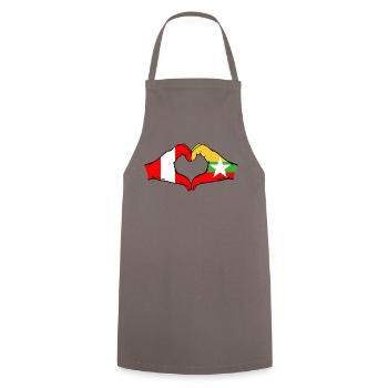 Peru Myanmar Flag Hands Heart Shape - Cooking Apron - grey - Front - AI Model Male 185 dark (185cm)