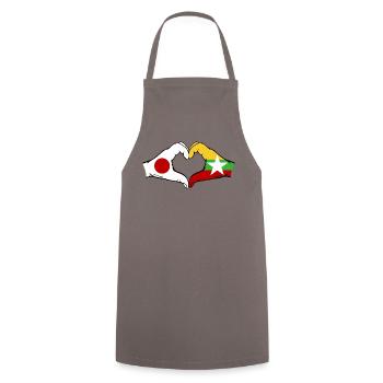 Japan Myanmar Flag Hands Heart Shape - Cooking Apron - grey - Front - AI Model Male 185 dark (185cm)