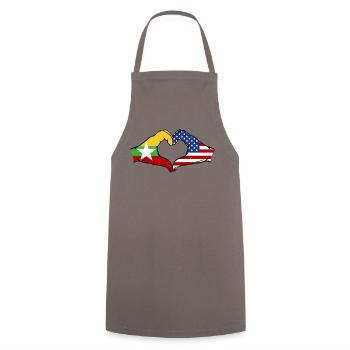 Myanmar USA Flag Hands Heart Shape - Cooking Apron - grey - Front - AI Model Male 185 dark (185cm)