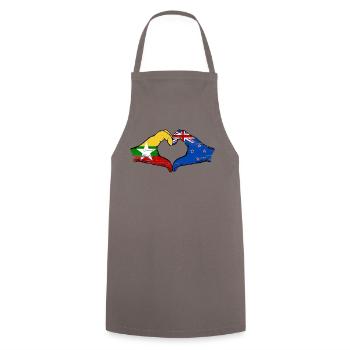 Myanmar Nouvelle-Zélande drapeau mains forme coeur utilisé - Tablier de cuisine - gris - Devant - AI Model Male 185 dark (185cm)