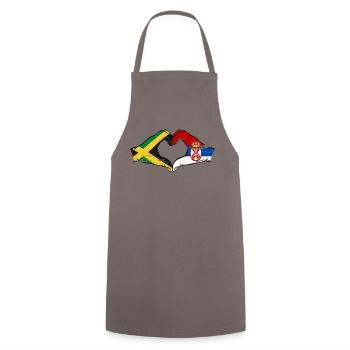 Jamaïque Serbie Mains Forme de Coeur Utilisé - Tablier de cuisine - gris - Devant - AI Model Male 185 dark (185cm)