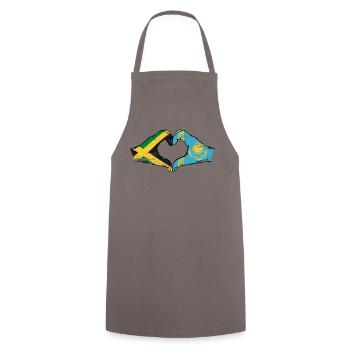 Jamaica Kazakhstan Hands Heart Shape Used - Cooking Apron - grey - Front - AI Model Male 185 dark (185cm)