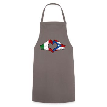 Italie Porto Rico drapeau mains forme de coeur utilisé - Tablier de cuisine - gris - Devant - AI Model Male 185 dark (185cm)