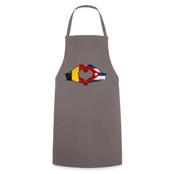 Belgium Cuba flag hands heart shape used - Cooking Apron - grey - Front - AI Model Male 185 dark (185cm)