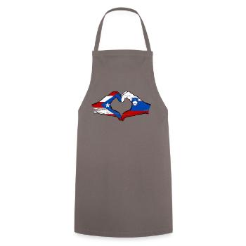 Porto Rico Slovénie drapeau mains forme de coeur utilisé - Tablier de cuisine - gris - Devant - AI Model Male 185 dark (185cm)