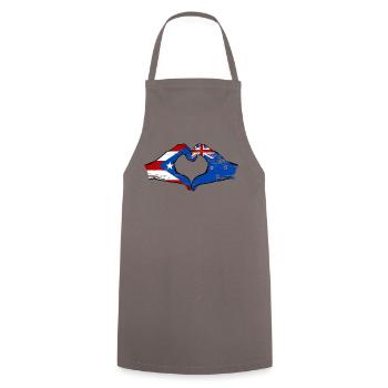 Porto Rico Nouvelle-Zélande drapeau mains forme de coeur utilisé - Tablier de cuisine - gris - Devant - AI Model Male 185 dark (185cm)