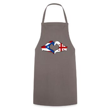 Puerto Rico Georgien Flagge Hände Herzform - Kochschürze - Grau - Vorne - AI Model Male 185 dark (185cm)