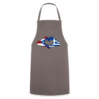 Puerto Rico Greece Flag Hands Heart Shape - Cooking Apron - grey - Front - AI Model Male 185 dark (185cm)