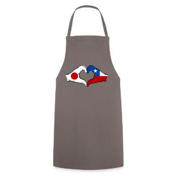 Japan Chile Flagge Hände Herzform - Kochschürze - Grau - Vorne - AI Model Male 185 dark (185cm)