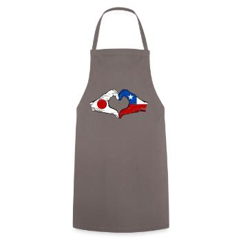 Japan Chile flag hands heart shape used - Cooking Apron - grey - Front - AI Model Male 185 dark (185cm)