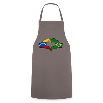Venezuela Brésil Drapeau Mains Coeur Forme - Tablier de cuisine - gris - Devant - AI Model Male 185 dark (185cm)