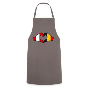 Pérou Belgique Mains Forme de coeur - Tablier de cuisine - gris - Devant - AI Model Male 185 dark (185cm)