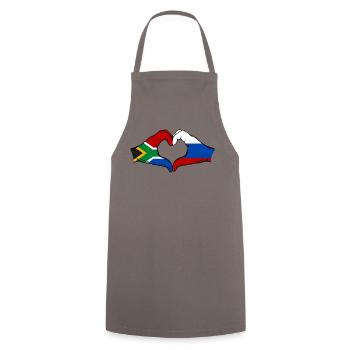 Afrique du Sud Russie Drapeau Mains Coeur Forme - Tablier de cuisine - gris - Devant - AI Model Male 185 dark (185cm)
