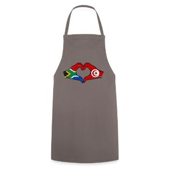 Afrique du Sud Tunisie drapeau mains forme de coeur utilisé - Tablier de cuisine - gris - Devant - AI Model Male 185 dark (185cm)
