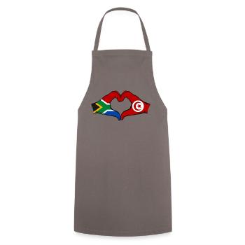 Afrique du Sud Tunisie Drapeau Mains Coeur Forme - Tablier de cuisine - gris - Devant - AI Model Male 185 dark (185cm)