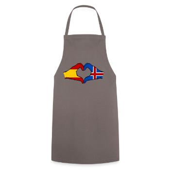 Espagne Islande Drapeau Mains Coeur - Tablier de cuisine - gris - Devant - AI Model Male 185 dark (185cm)