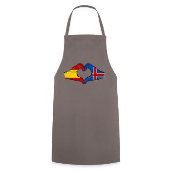 Spain Iceland flag hands heart used - Cooking Apron - grey - Front - AI Model Male 185 dark (185cm)