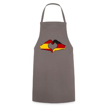 Espagne Allemagne Drapeau Mains Coeur - Tablier de cuisine - gris - Devant - AI Model Male 185 dark (185cm)