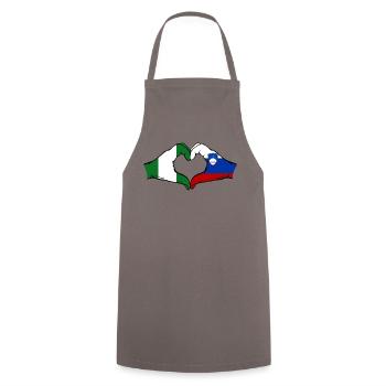 Nigeria Slovénie Drapeau Mains Coeur Forme - Tablier de cuisine - gris - Devant - AI Model Male 185 dark (185cm)