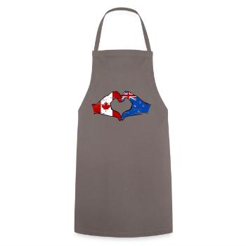 Mains du drapeau du Canada de la Nouvelle-Zélande en forme de coeur utilisé - Tablier de cuisine - gris - Devant - AI Model Male 185 dark (185cm)
