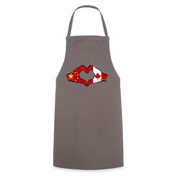 China Canada Flag Hands Heart Shape Used - Cooking Apron - grey - Front - AI Model Male 185 dark (185cm)