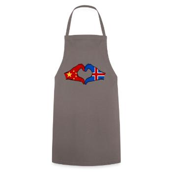 China Iceland Flag Hands Heart Shape - Cooking Apron - grey - Front - AI Model Male 185 dark (185cm)
