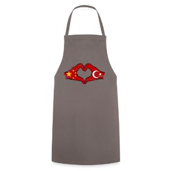 China Turkey Flag Hands Heart Shape Used - Cooking Apron - grey - Front - AI Model Male 185 dark (185cm)