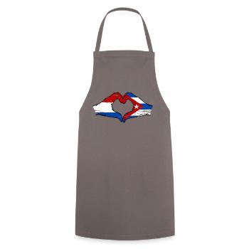 Holland Cuba flag hands heart shape used - Cooking Apron - grey - Front - AI Model Male 185 dark (185cm)