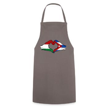 Hongrie Cuba Drapeau Mains Coeur Forme Utilisé - Tablier de cuisine - gris - Devant - AI Model Male 185 dark (185cm)