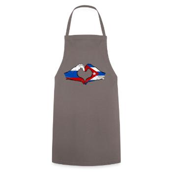 Russie Cuba drapeau mains forme de coeur utilisé - Tablier de cuisine - gris - Devant - AI Model Male 185 dark (185cm)