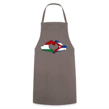 Hongrie Cuba Drapeau Mains Coeur Forme - Tablier de cuisine - gris - Devant - AI Model Male 185 dark (185cm)
