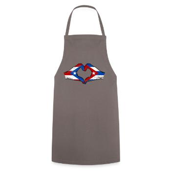 Puerto Rico Cuba Flag Hands Heart Shape Used - Cooking Apron - grey - Front - AI Model Male 185 dark (185cm)
