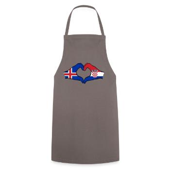 Islande Croatie Drapeau Mains Coeur Forme - Tablier de cuisine - gris - Devant - AI Model Male 185 dark (185cm)