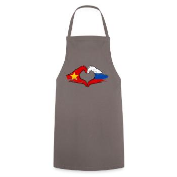 Vietnam Russie Drapeau Mains Coeur Forme Utilisé - Tablier de cuisine - gris - Devant - AI Model Male 185 dark (185cm)