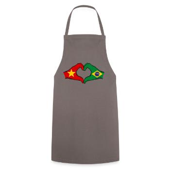 Vietnam Brésil Drapeau Mains Coeur Forme - Tablier de cuisine - gris - Devant - AI Model Male 185 dark (185cm)
