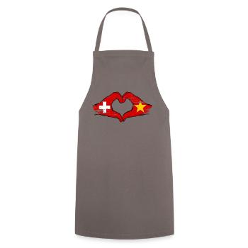 Suisse Vietnam Drapeau Mains Coeur Forme Utilisé - Tablier de cuisine - gris - Devant - AI Model Male 185 dark (185cm)