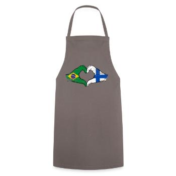 Brésil Finlande Drapeau Mains Coeur Forme Utilisé - Tablier de cuisine - gris - Devant - AI Model Male 185 dark (185cm)