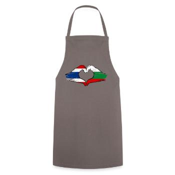 Thaïlande Bulgarie drapeau mains forme de coeur utilisé - Tablier de cuisine - gris - Devant - AI Model Male 185 dark (185cm)