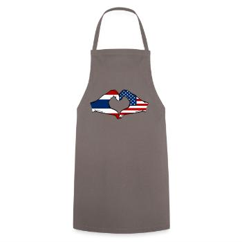 Thaïlande, États-Unis, drapeau, mains, forme de coeur - Tablier de cuisine - gris - Devant - AI Model Male 185 dark (185cm)