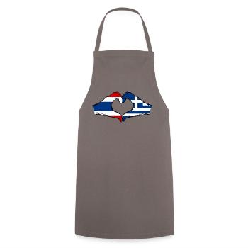Greece Thailand Flag Hands Heart Shape - Cooking Apron - grey - Front - AI Model Male 185 dark (185cm)