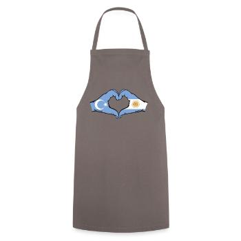 Ouïghour, Argentine, Drapeau, Mains, Forme de coeur - Tablier de cuisine - gris - Devant - AI Model Male 185 dark (185cm)