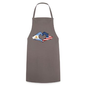 Argentina USA Flag Hands Heart Shape Used - Cooking Apron - grey - Front - AI Model Male 185 dark (185cm)
