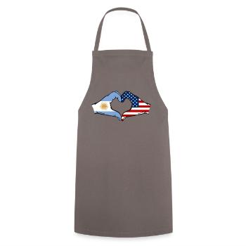 Argentine États-Unis Drapeau Mains Coeur Forme - Tablier de cuisine - gris - Devant - AI Model Male 185 dark (185cm)