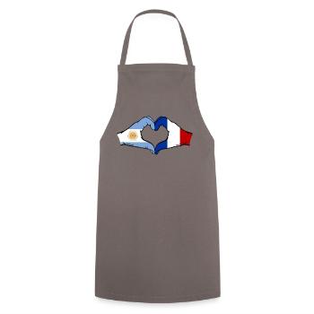 Argentina France Flag Hands Heart Shape - Cooking Apron - grey - Front - AI Model Male 185 dark (185cm)